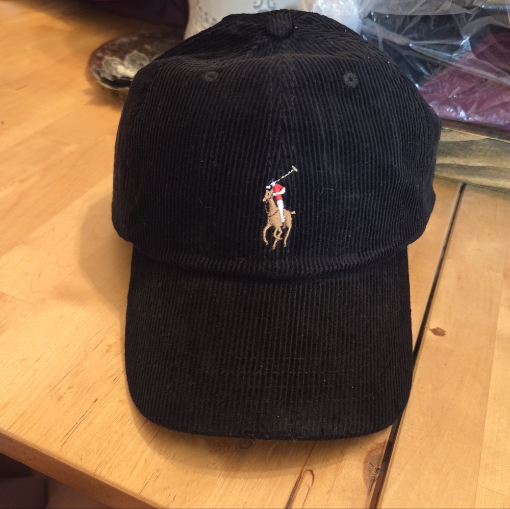 Black Corduroy Polo Hat